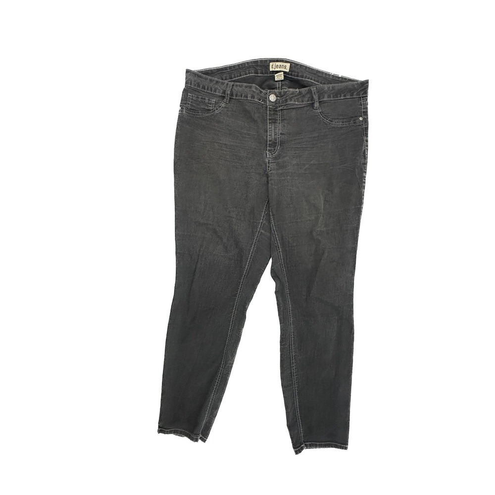 D.Jeans Womens 22W Skinny Jeans Faded Black Stretch Denim‎ Embroidered Pockets